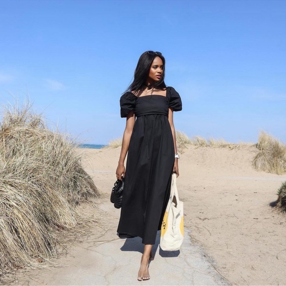 Sans Souci the London Puff Sleeve Dress NWT Small Black